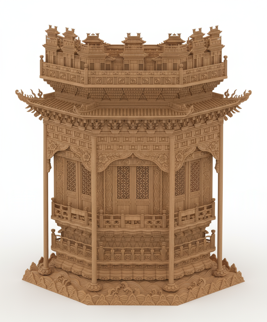 3D model with plain wood texture